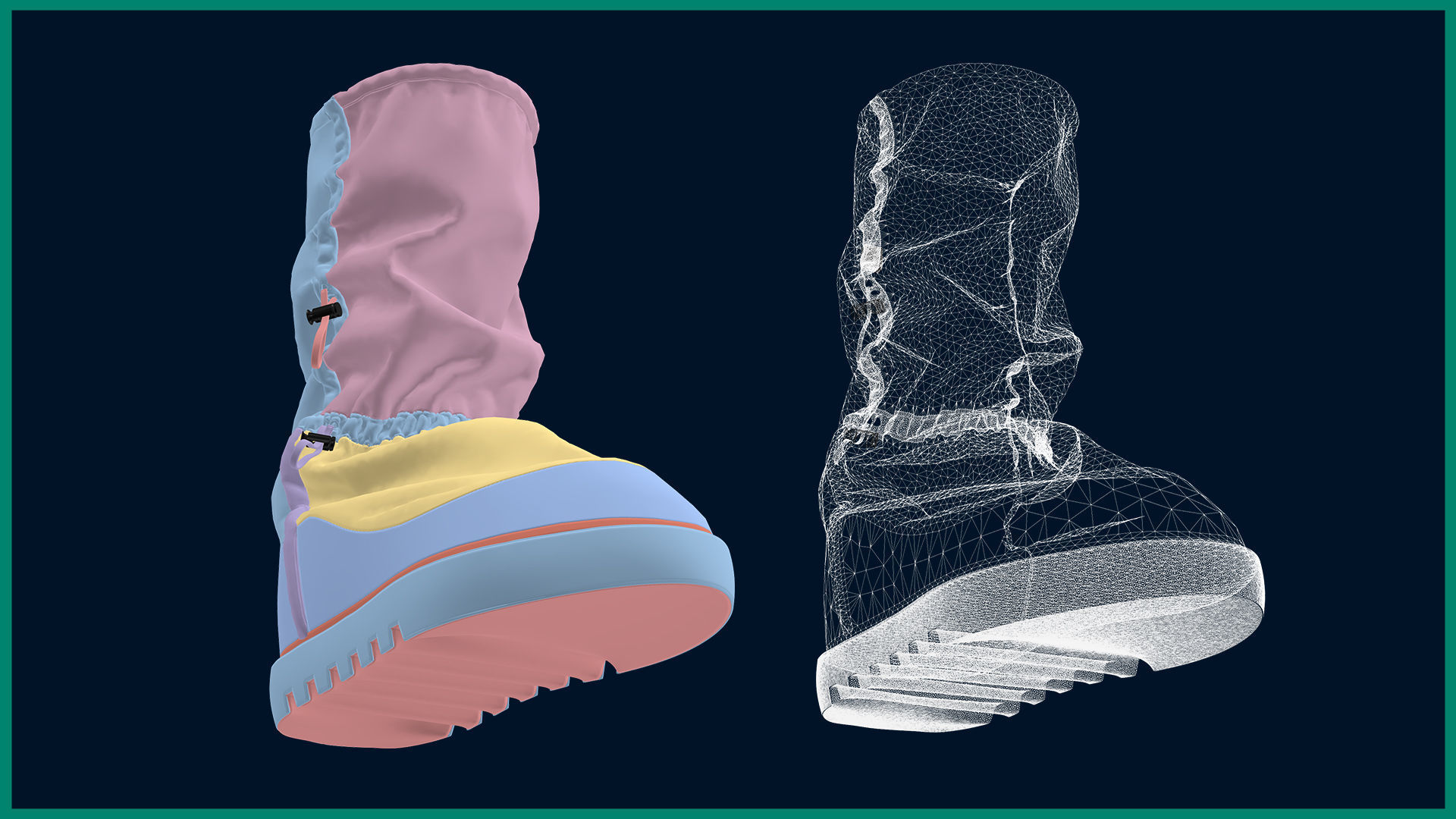 female rain boot with texture 3D model_8