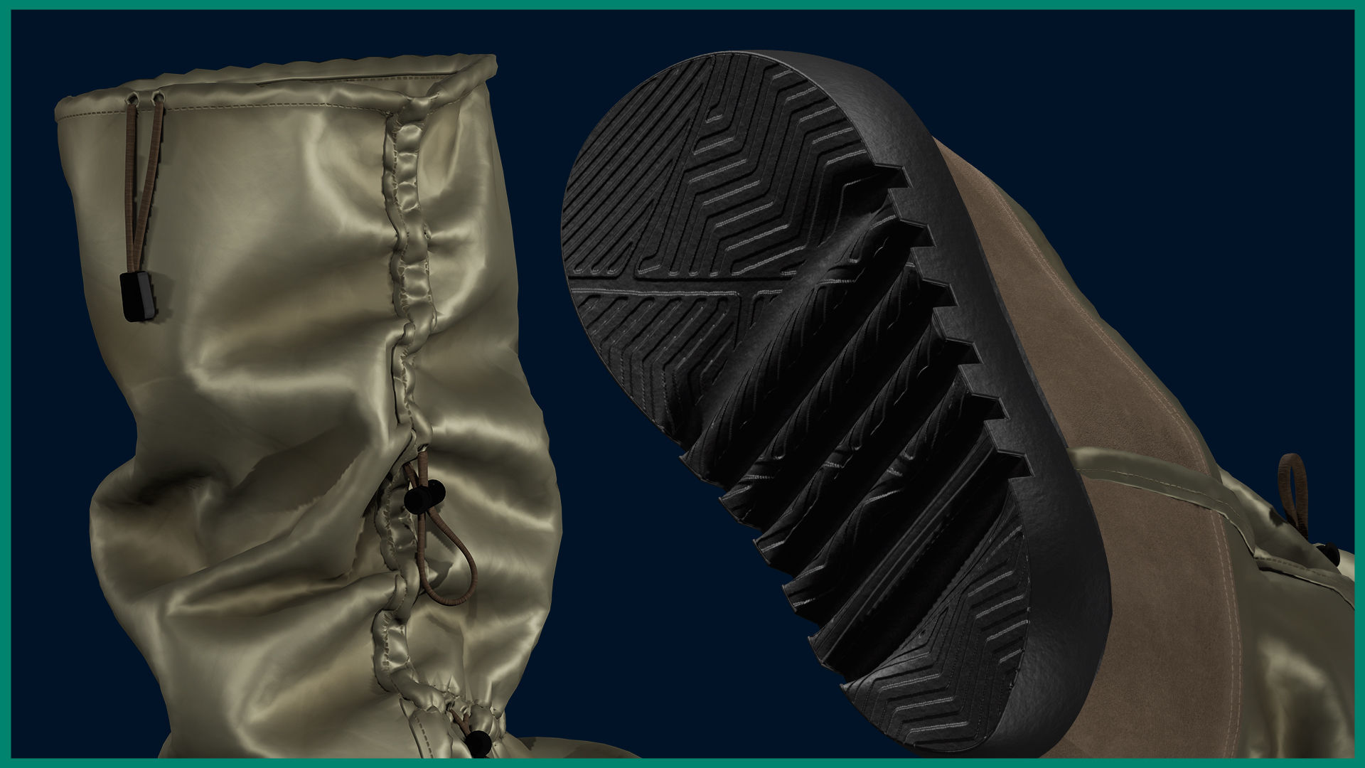female rain boot with texture 3D model_4