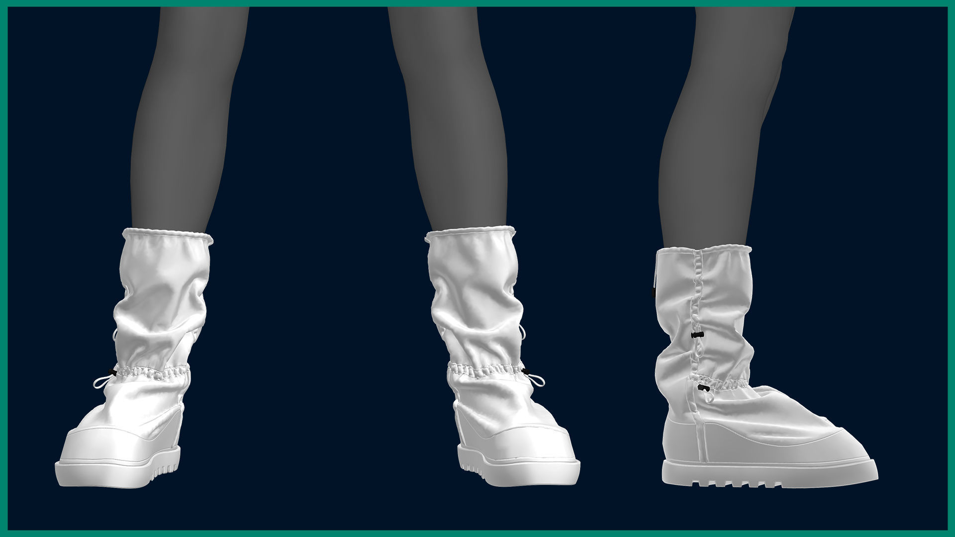 female rain boot with texture 3D model_5