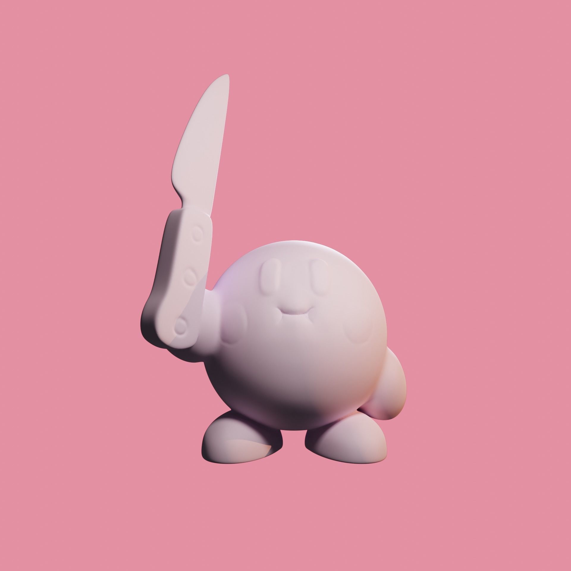 Kirby holding a knife 3D print model_5