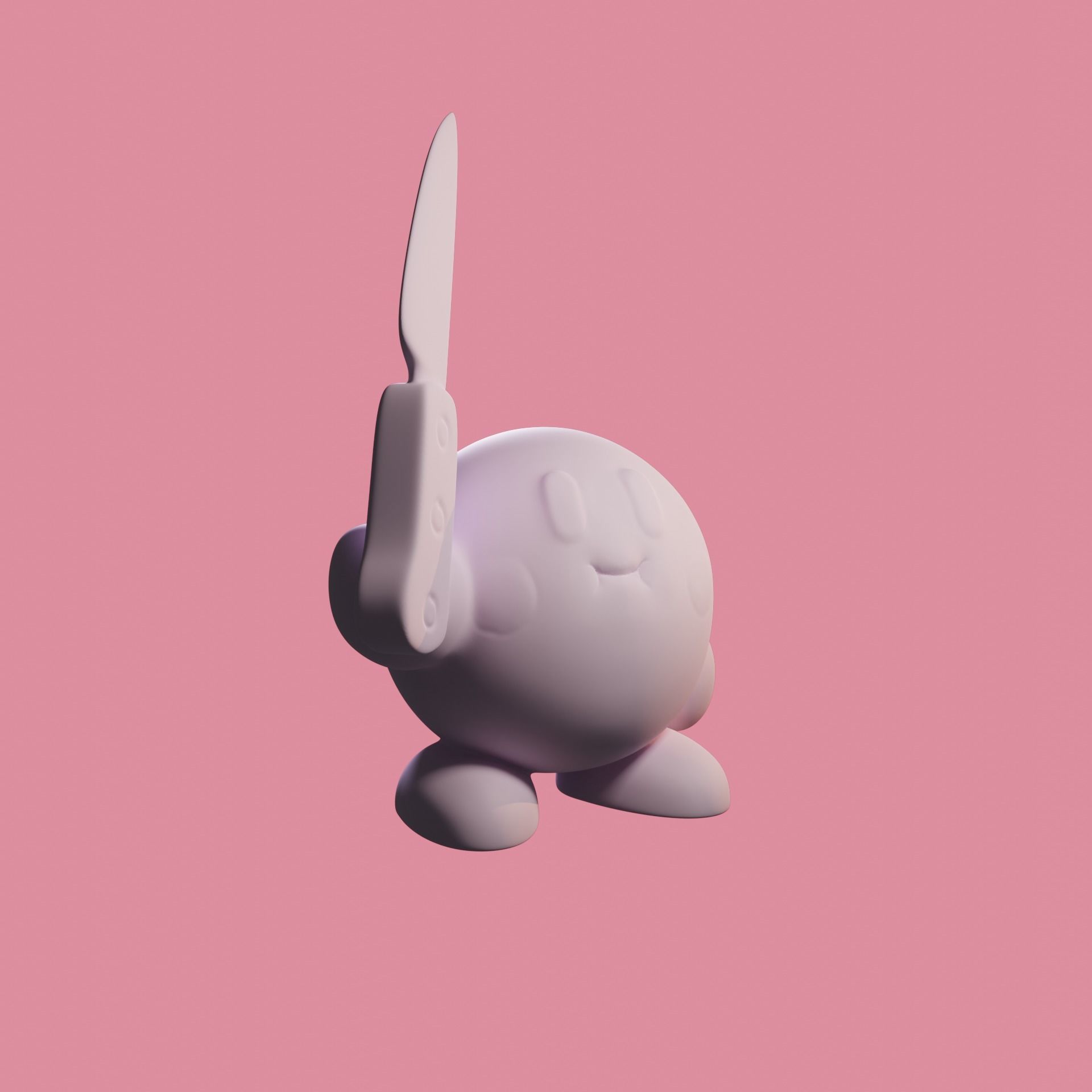 Kirby holding a knife 3D print model_4