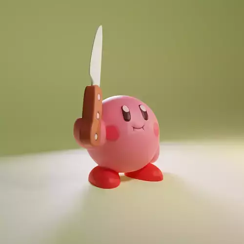 Kirby holding a knife 3D print model