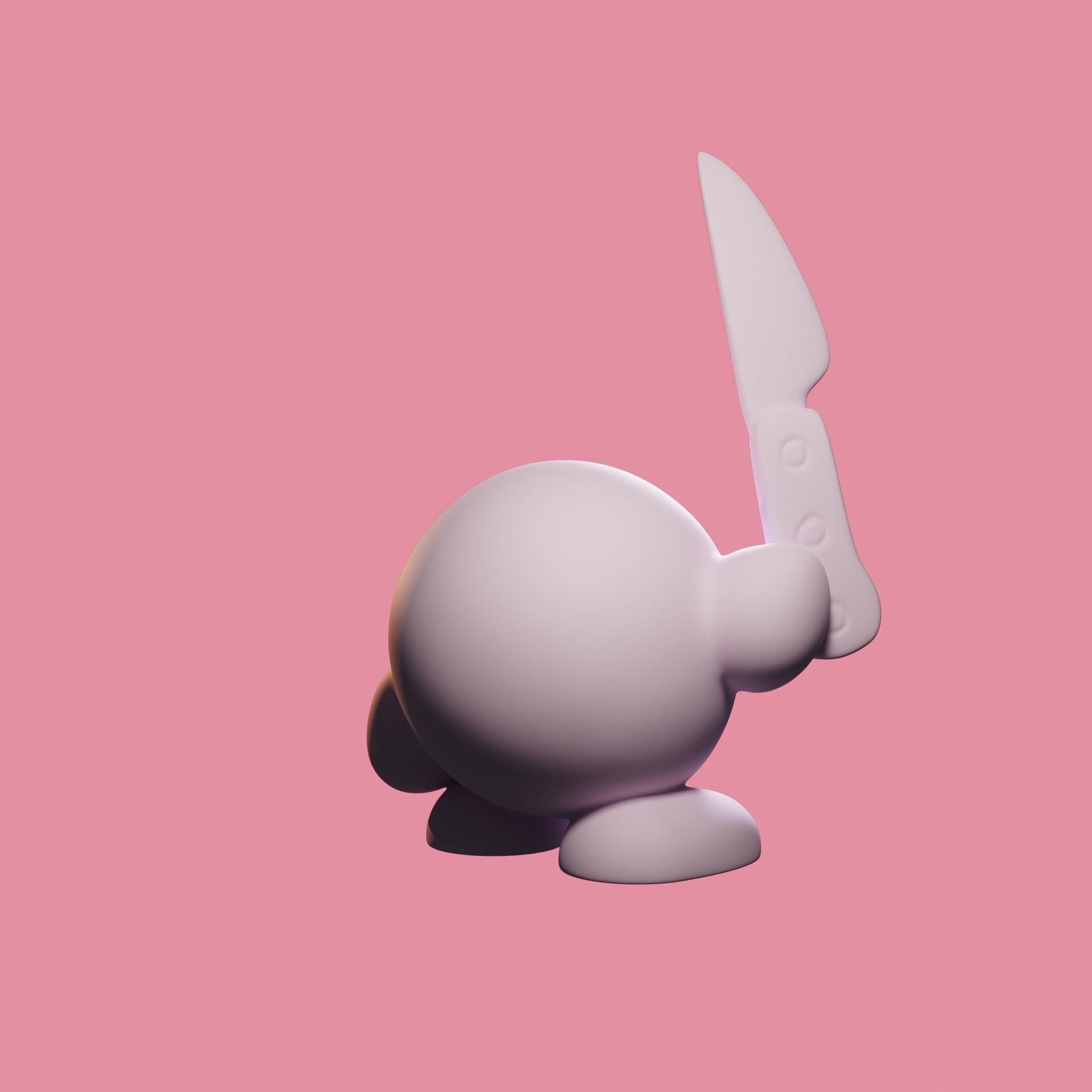 Kirby holding a knife 3D print model_7