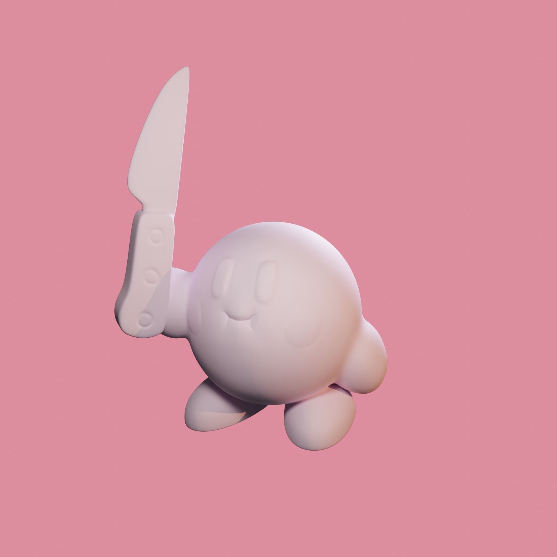 Kirby holding a knife 3D print model_3