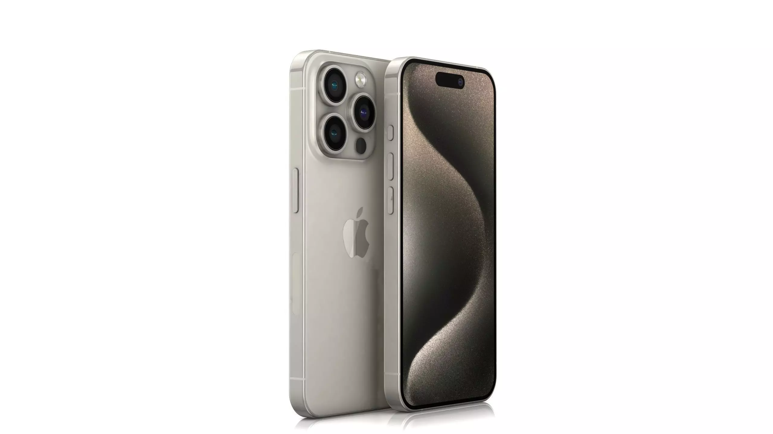 3D model Apple iPhone 15 Pro Natural Titanium VR / AR / low-poly