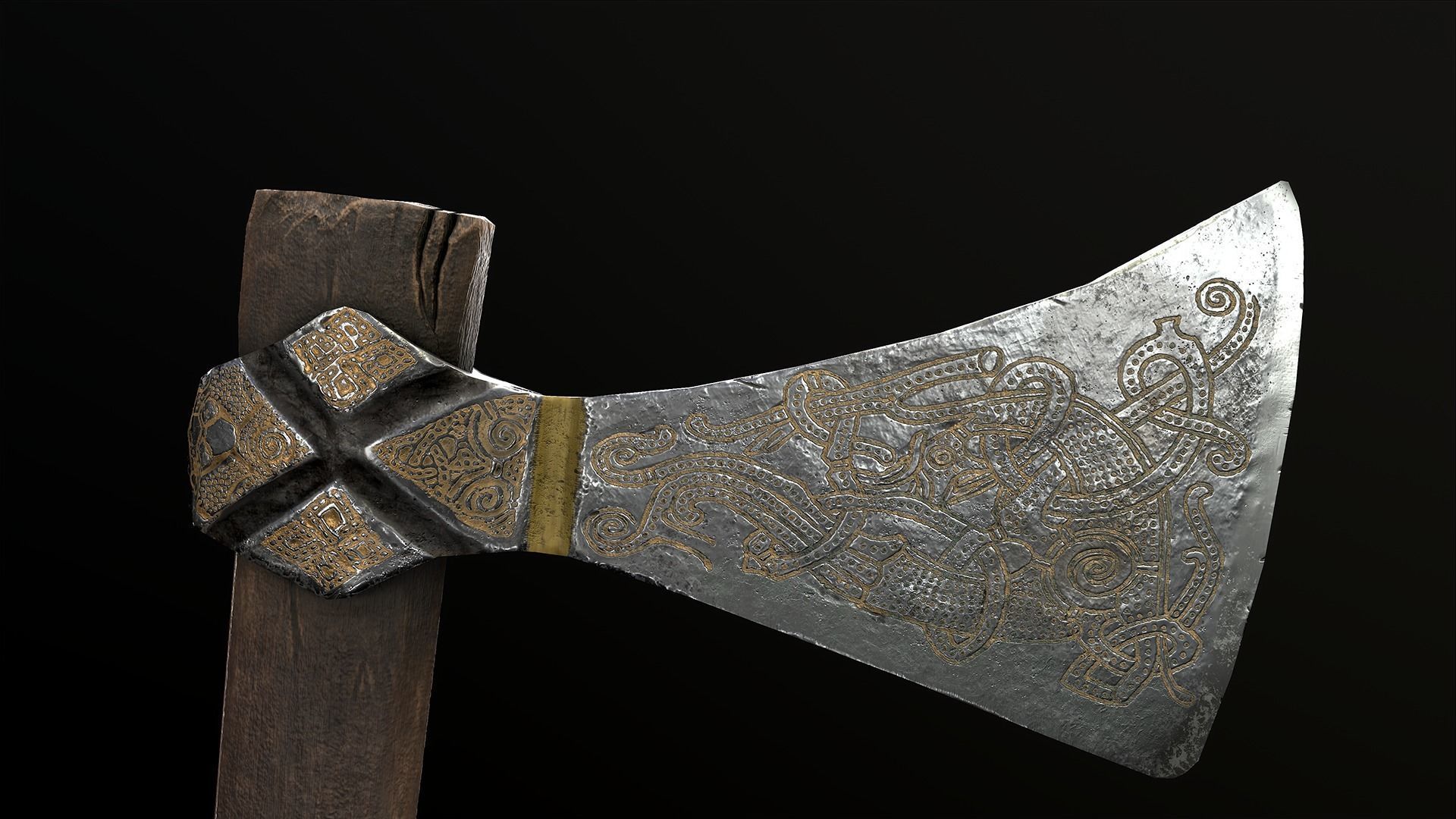 Viking Axe Mammen Low-poly 3D model Low-poly 3D model_2
