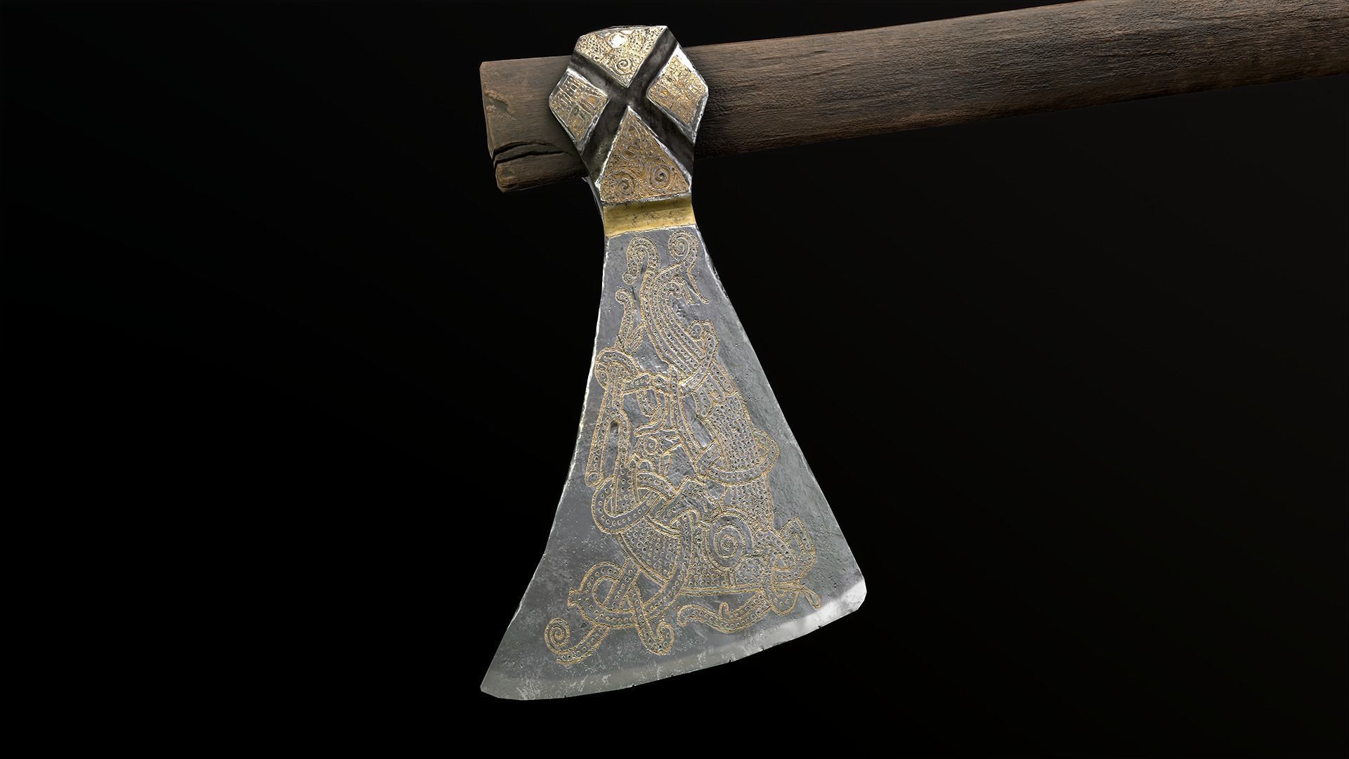 Viking Axe Mammen Low-poly 3D model Low-poly 3D model_1