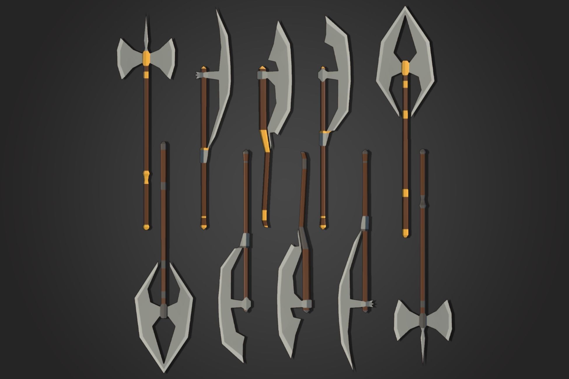 Low Poly Axe Pack 1 Low-poly 3D model_3