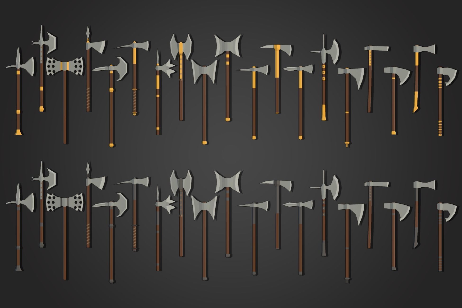 Low Poly Axe Pack 1 Low-poly 3D model_4