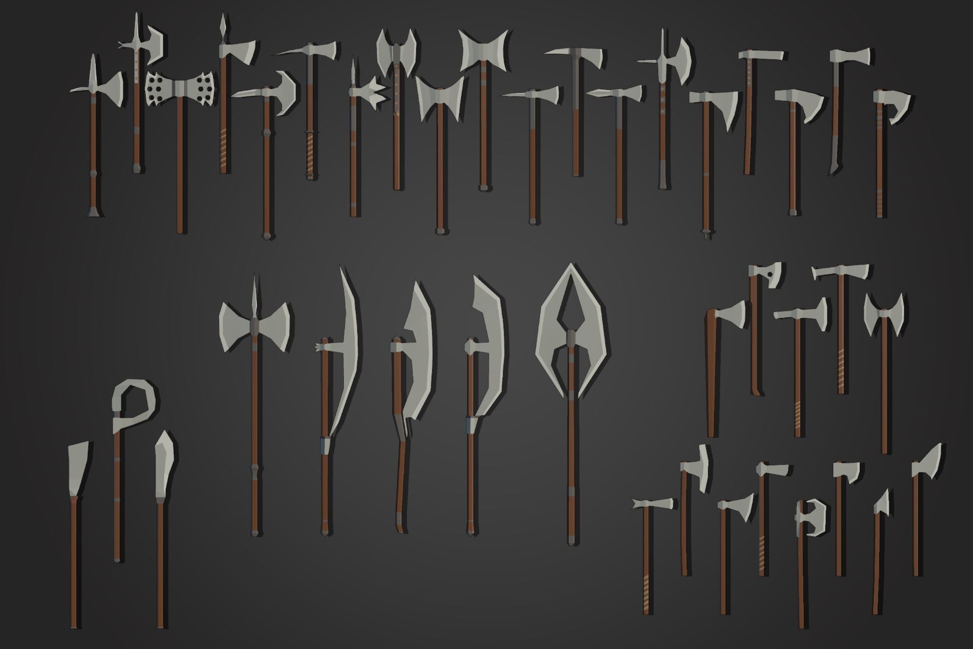 Low Poly Axe Pack 1 Low-poly 3D model_1