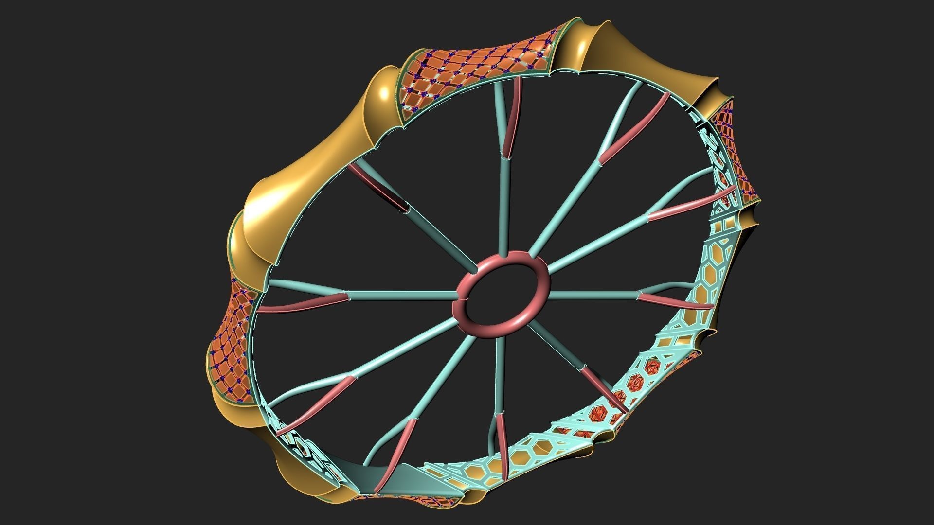 Fusion bracelet bangle 08 in 4 sizes 3D print model_5