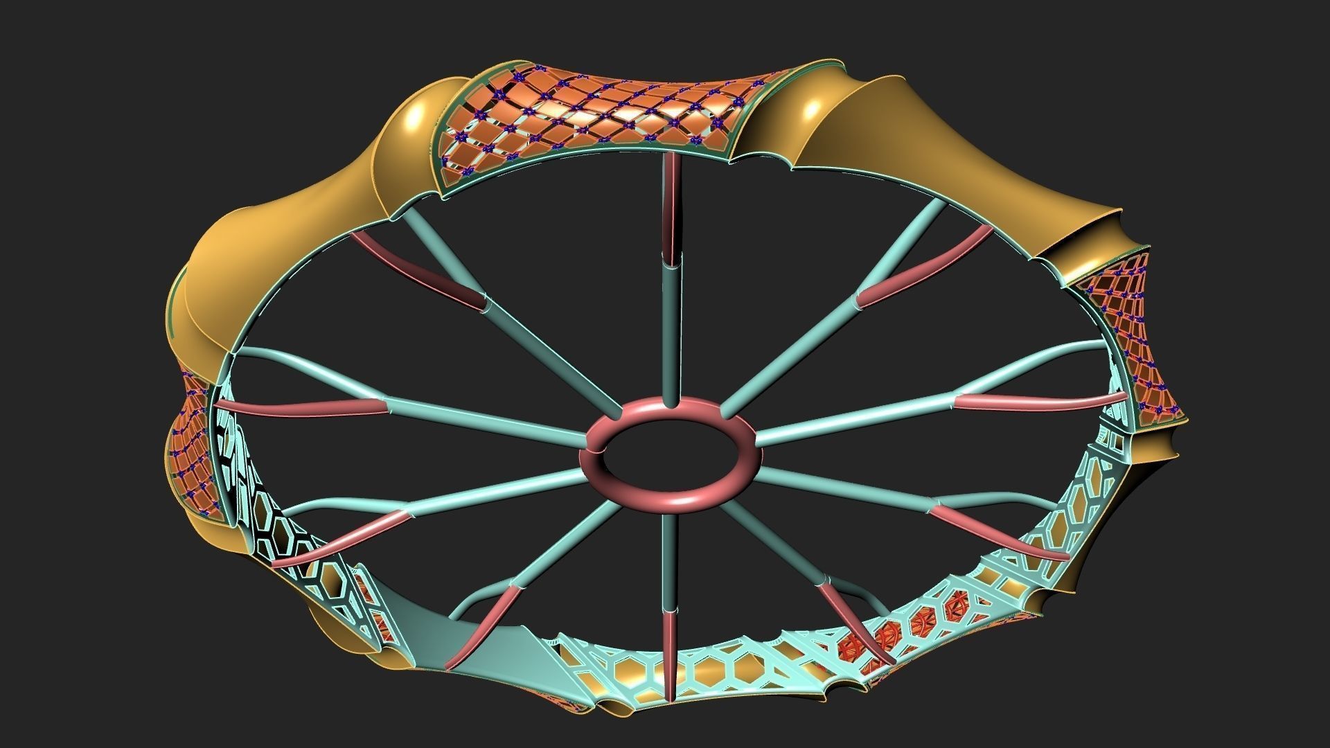 Fusion bracelet bangle 08 in 4 sizes 3D print model_3