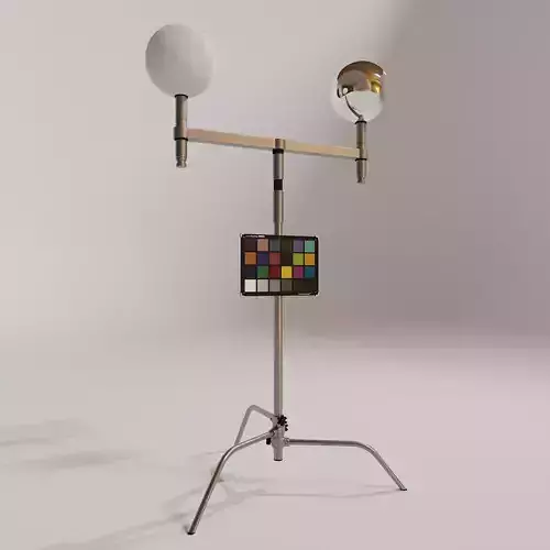 Color Checker with Metallic Stand Low-poly 3D model