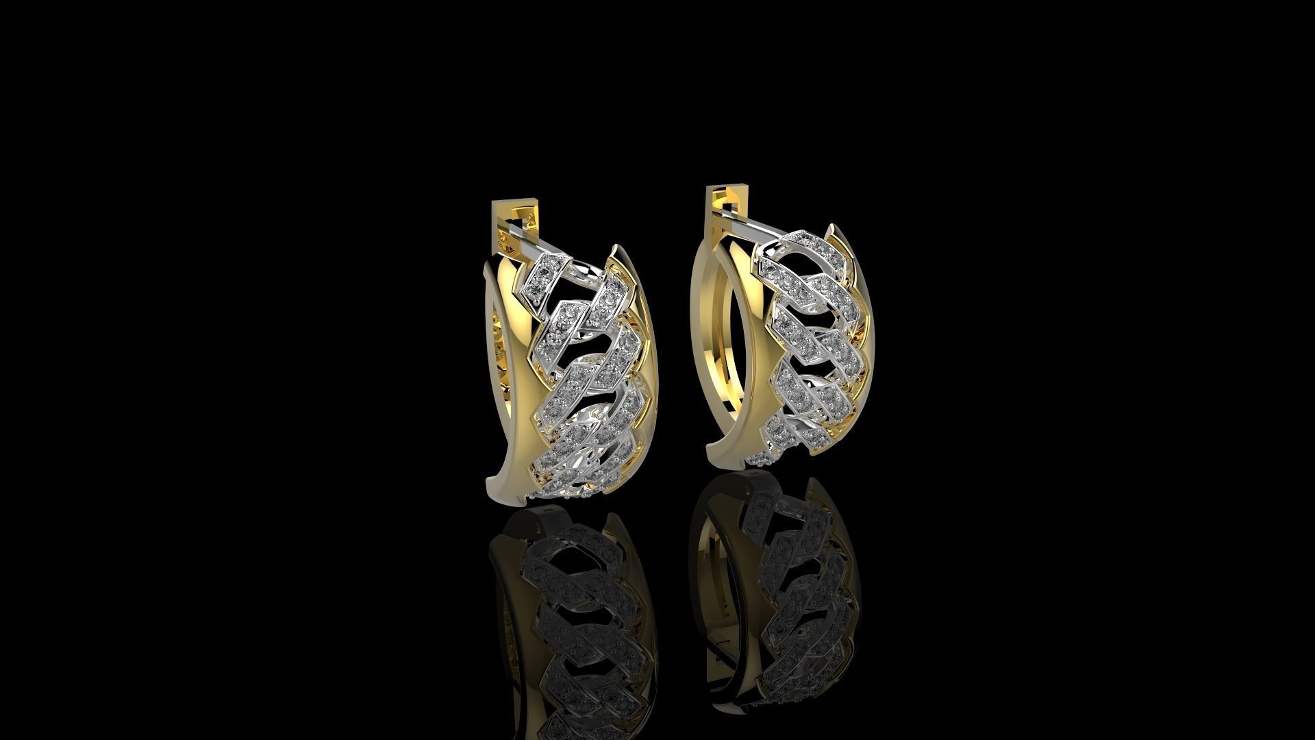 M EARRINGS CUBAN N2 3D print model_2