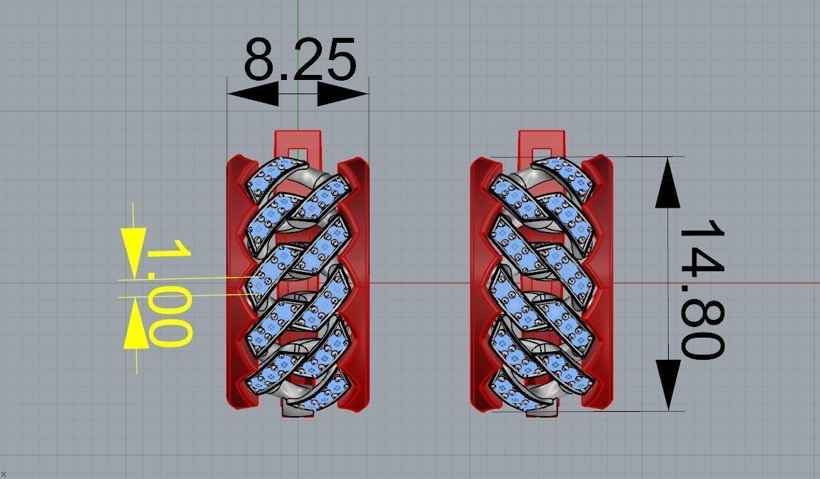 M EARRINGS CUBAN N2 3D print model_4