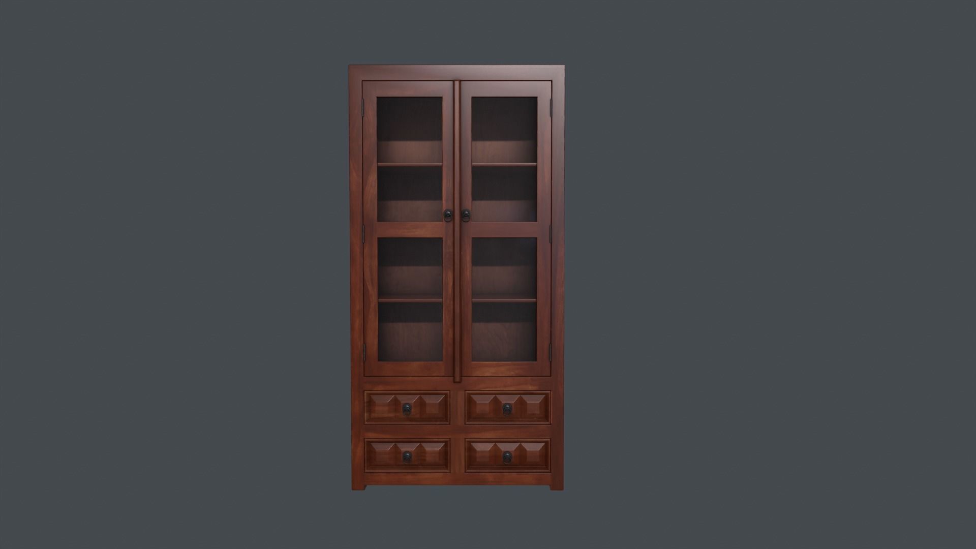 WoodCabinet Low-poly 3D model_1
