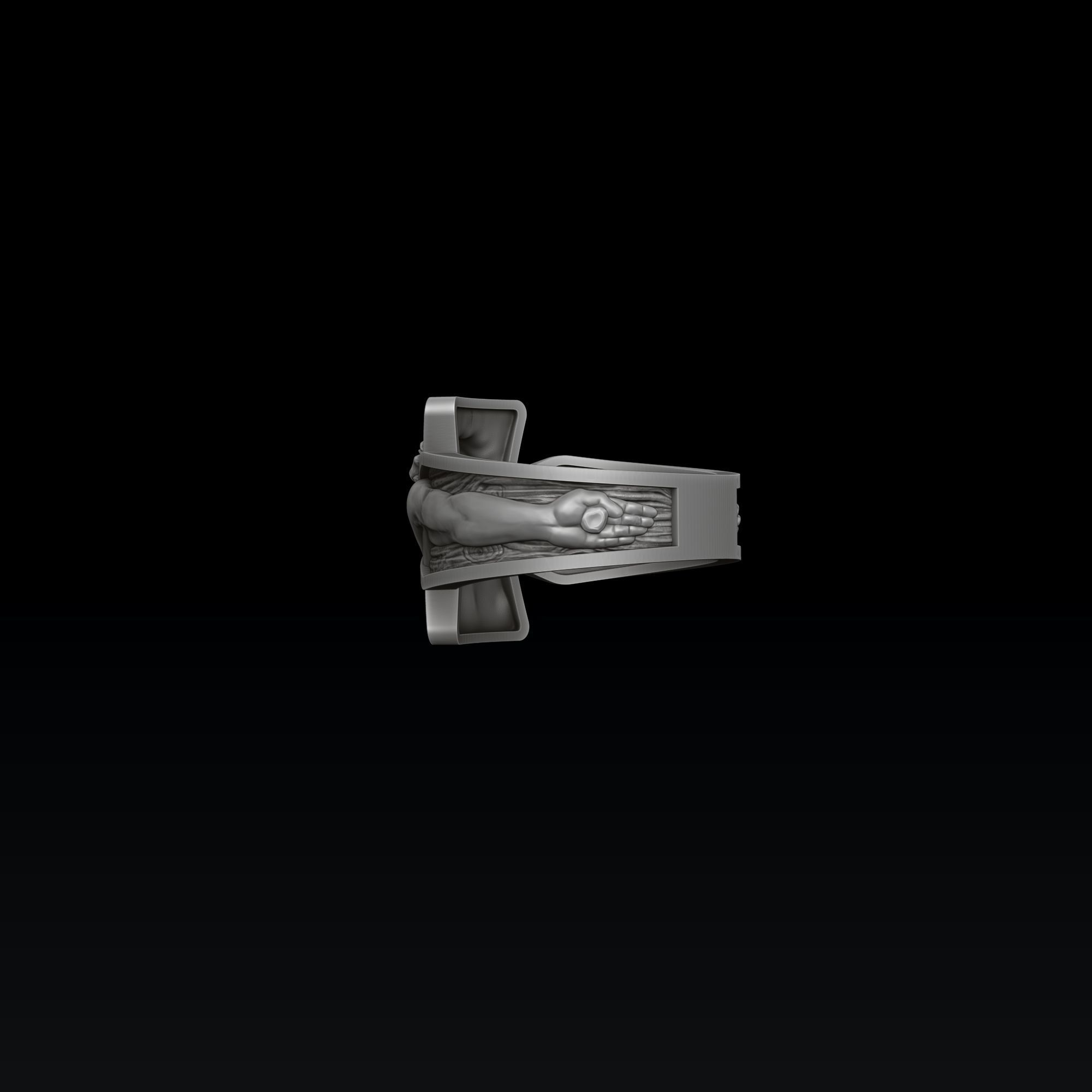 Jesus Crucifixion Cross Ring 3D print model_7