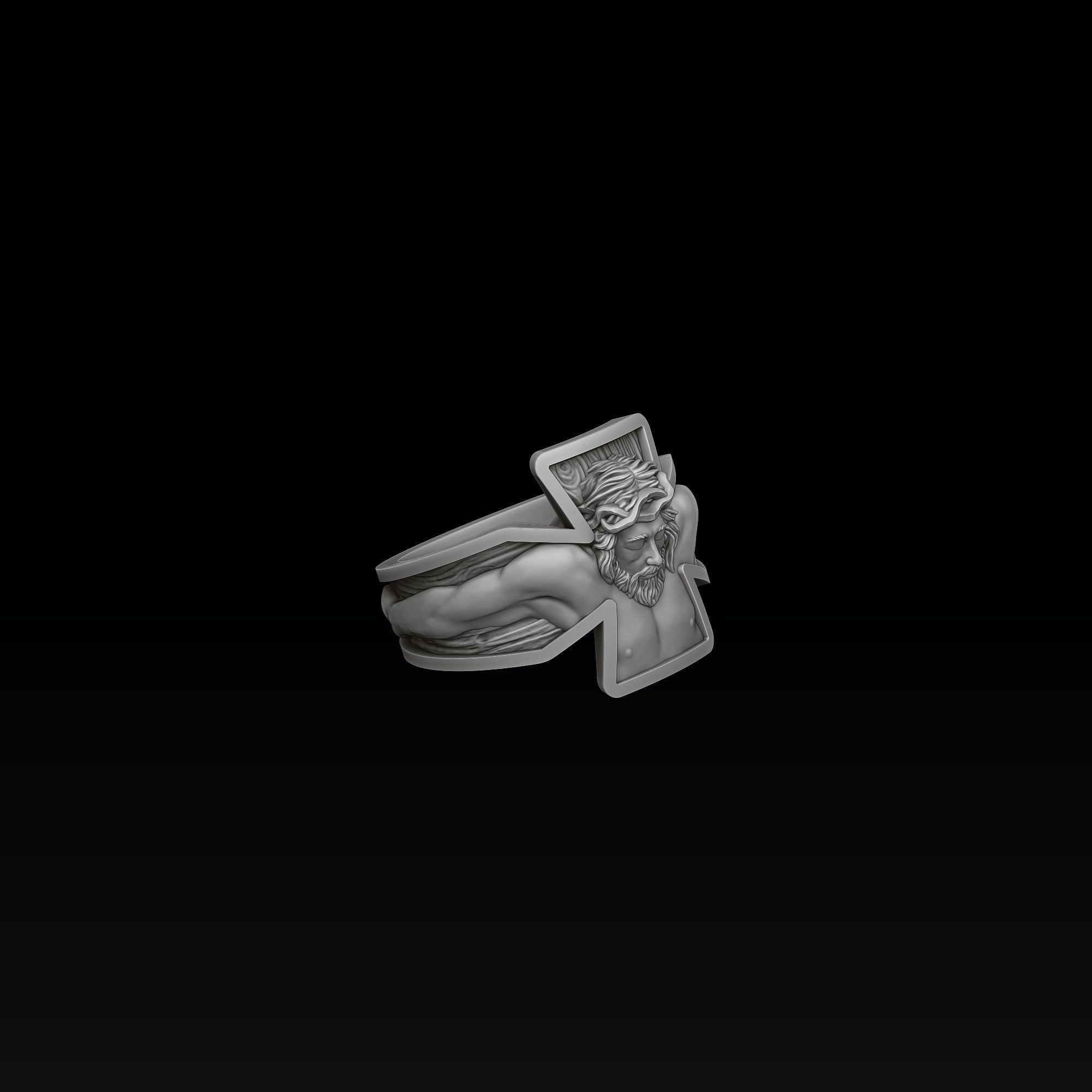Jesus Crucifixion Cross Ring 3D print model_5