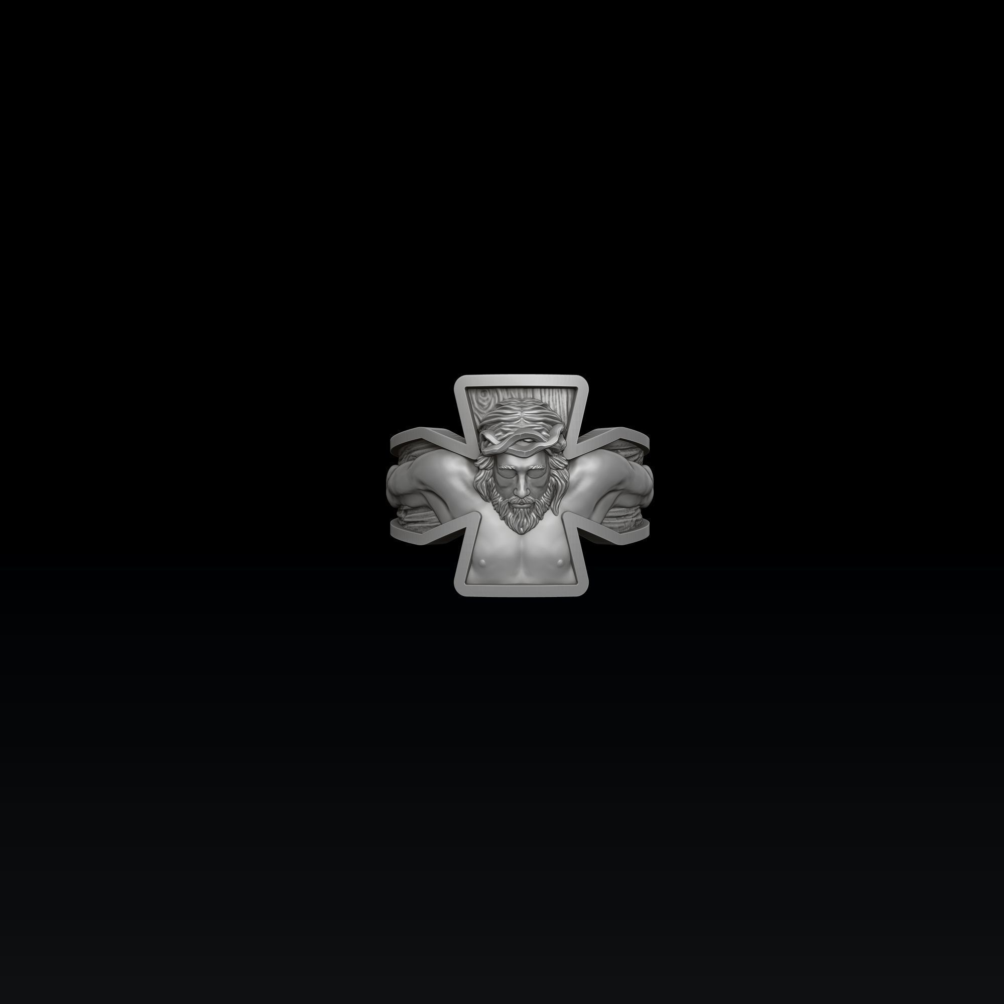 Jesus Crucifixion Cross Ring 3D print model_1