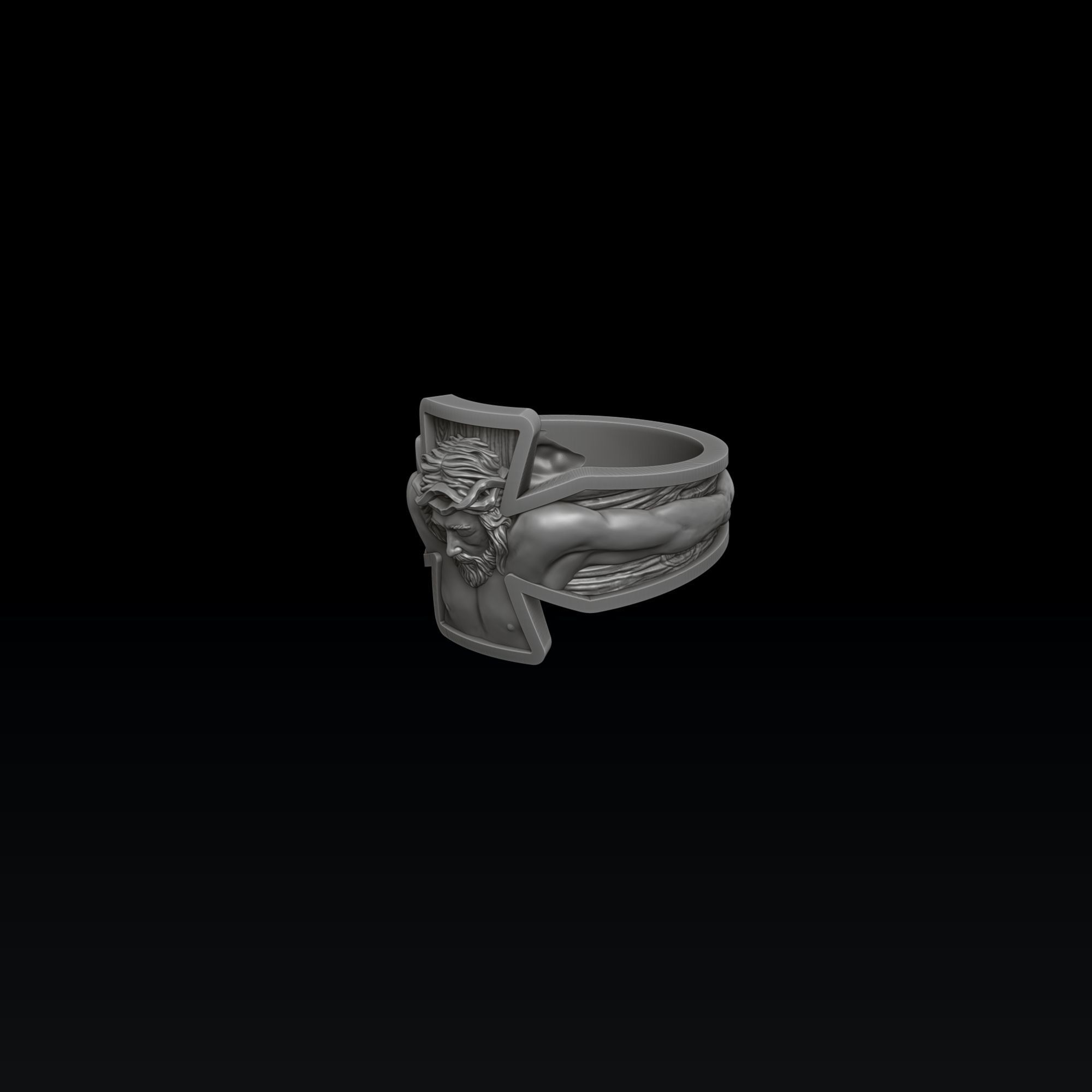 Jesus Crucifixion Cross Ring 3D print model_6