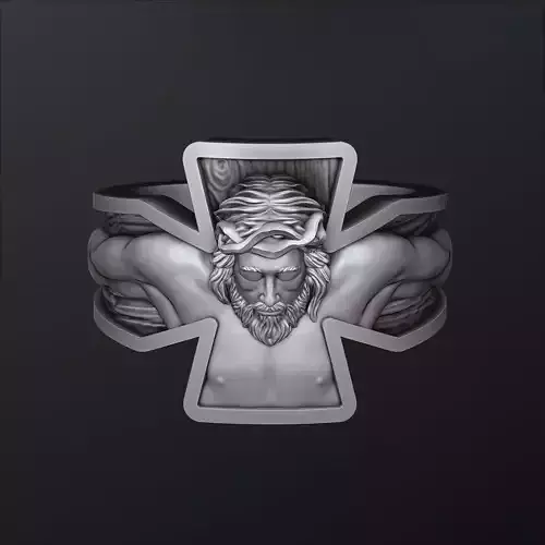 Jesus Crucifixion Cross Ring 3D print model