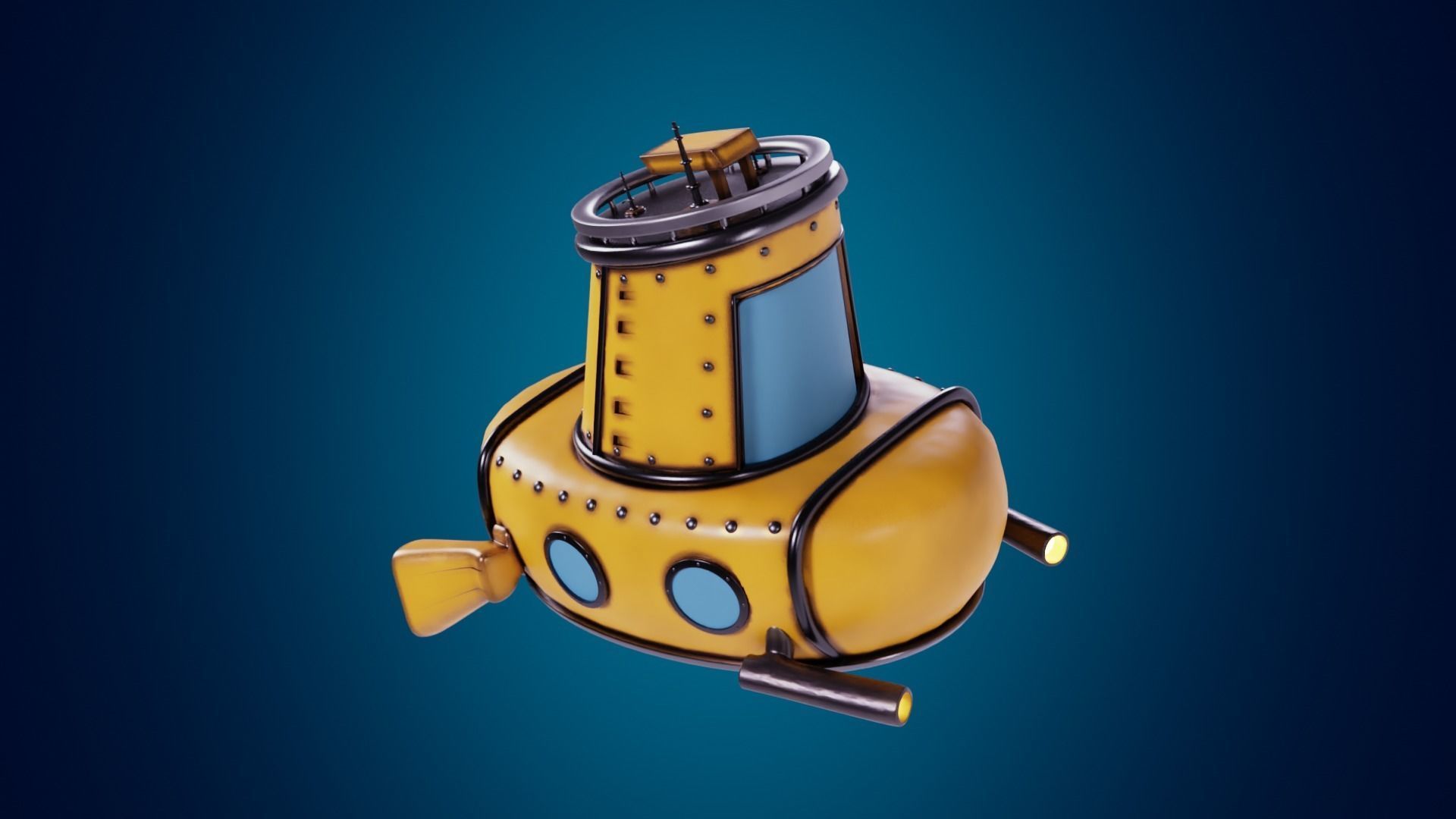 3D Stylized Yellow Submarine Cartoon Taxi Model 3D model_4