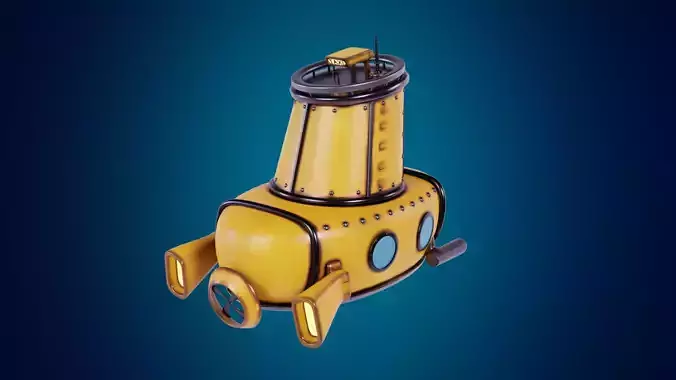 3D Stylized Yellow Submarine Cartoon Taxi Model