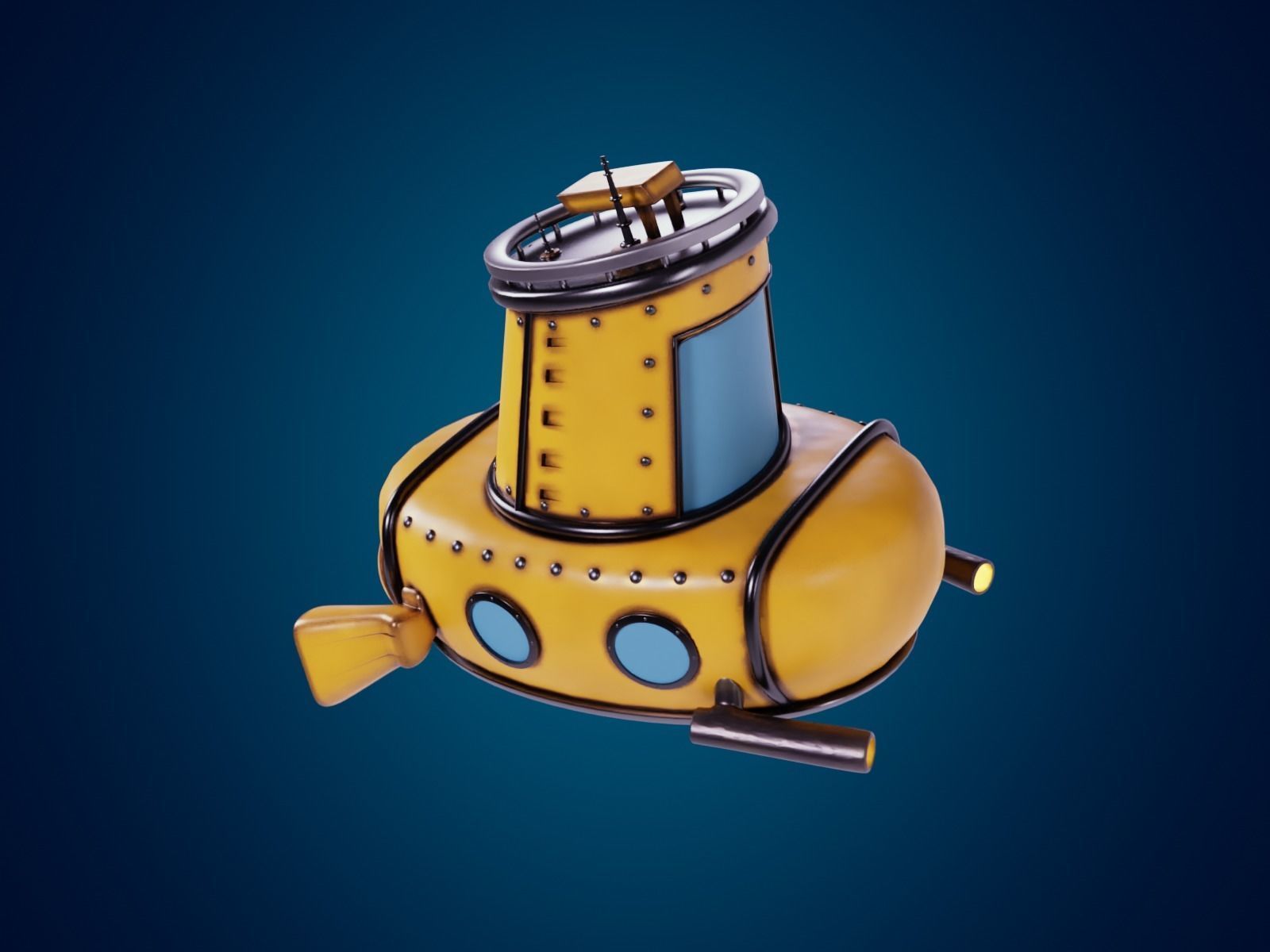 3D Stylized Yellow Submarine Cartoon Taxi Model 3D model_10