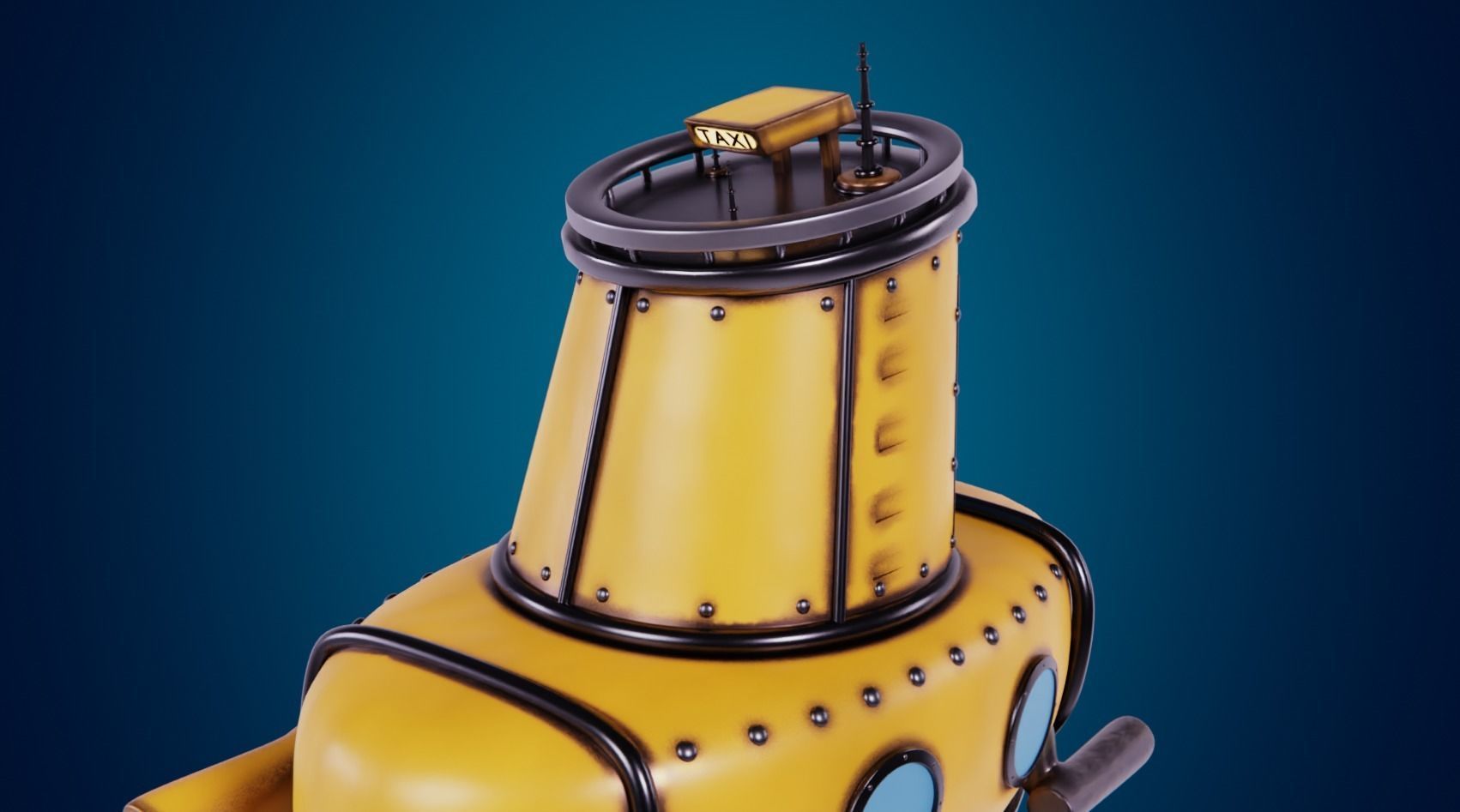 3D Stylized Yellow Submarine Cartoon Taxi Model 3D model_5