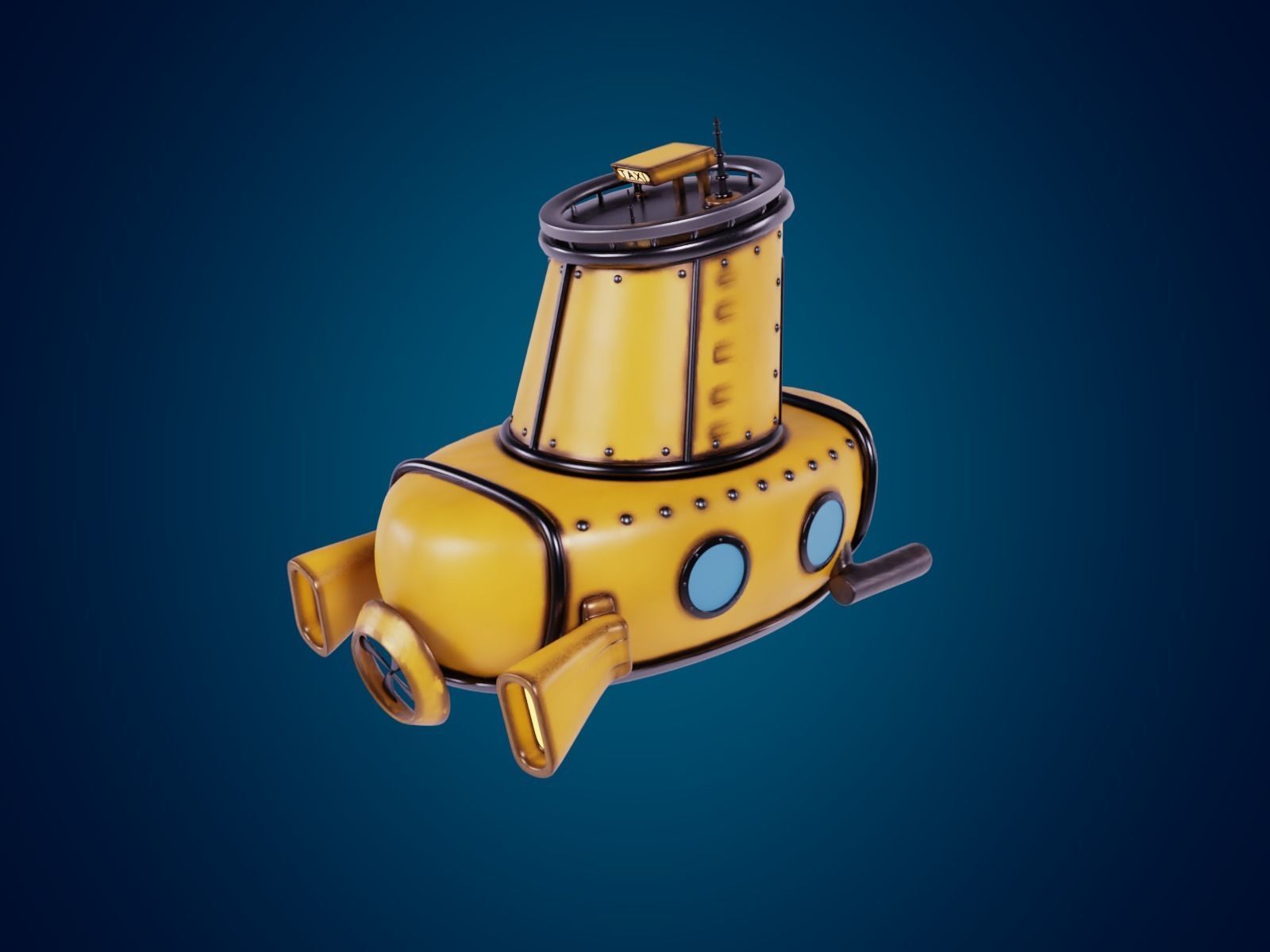 3D Stylized Yellow Submarine Cartoon Taxi Model 3D model_7