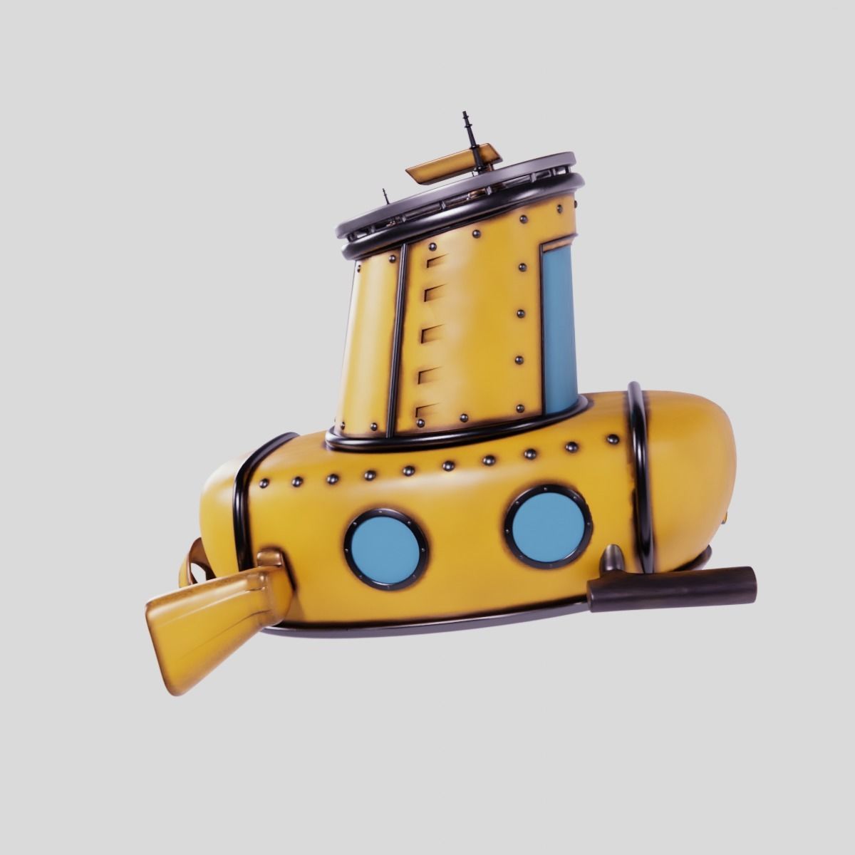 3D Stylized Yellow Submarine Cartoon Taxi Model 3D model_11