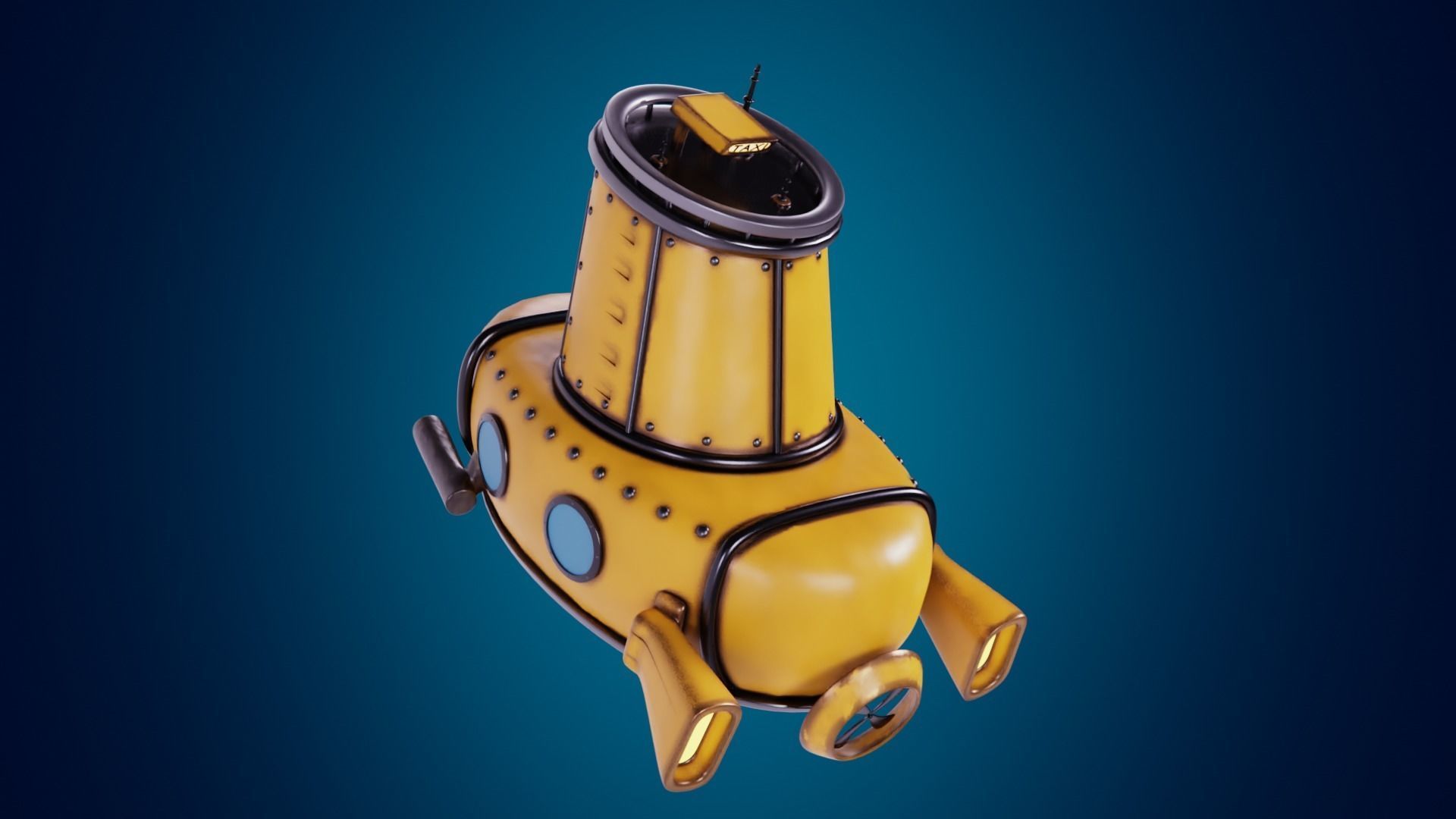 3D Stylized Yellow Submarine Cartoon Taxi Model 3D model_2