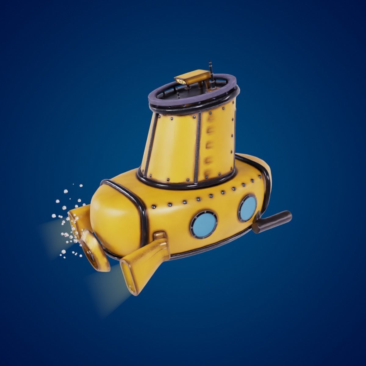 3D Stylized Yellow Submarine Cartoon Taxi Model 3D model_6