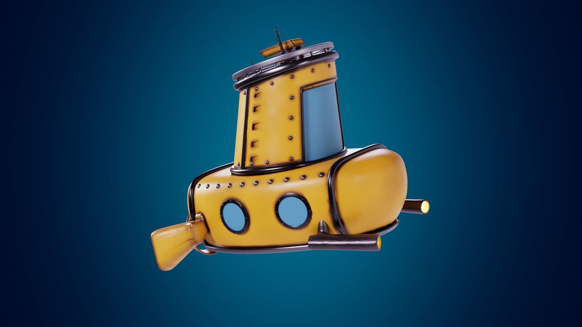 3D Stylized Yellow Submarine Cartoon Taxi Model 3D model_1