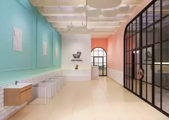 Pet Shop Hotel Store Sketchup Enscape  Interior Exterior  3D model