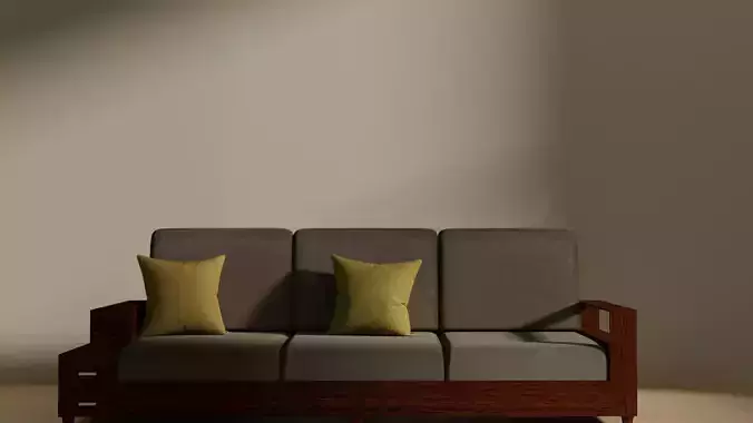 Simple Wooden Couch in Dark Red Meranti 
