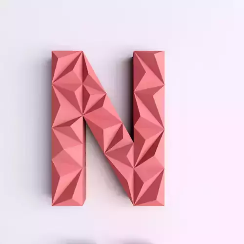 N letter 3d Low poly origami geometric 