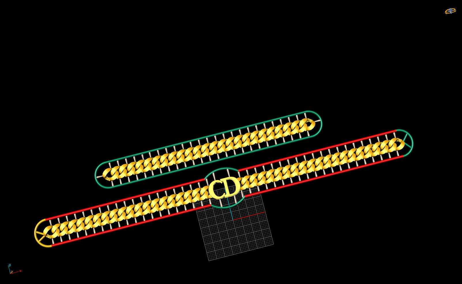 8 MM 35 CM  CUBAN LINK CHAIN FOR BRACELET OR NECKLACE 3D print model_4