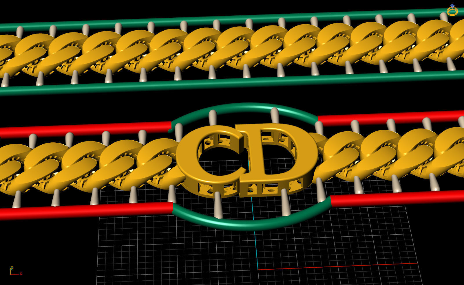 8 MM 35 CM  CUBAN LINK CHAIN FOR BRACELET OR NECKLACE 3D print model_3