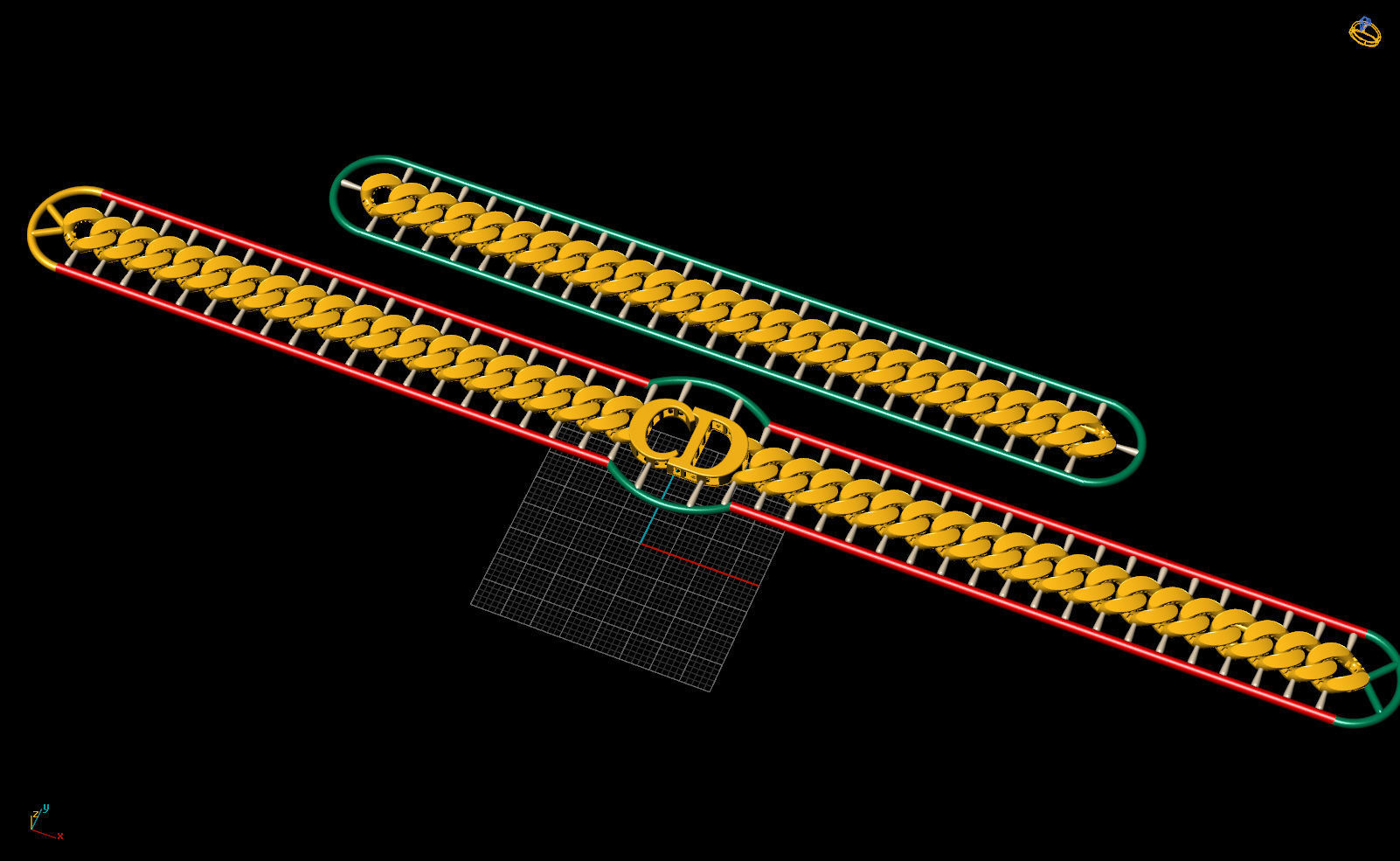 8 MM 35 CM  CUBAN LINK CHAIN FOR BRACELET OR NECKLACE 3D print model_7