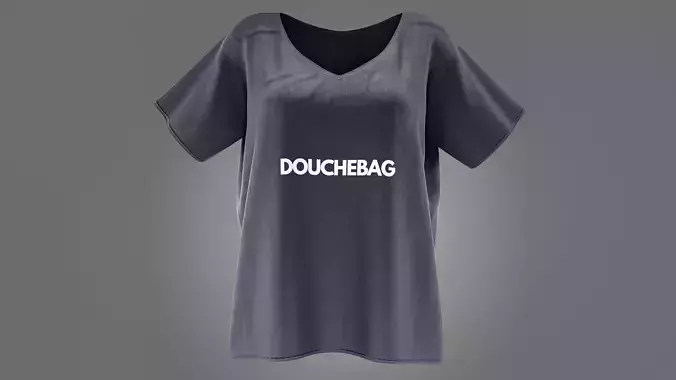 Douche bag neck T-shirt Female Low-poly 3D model