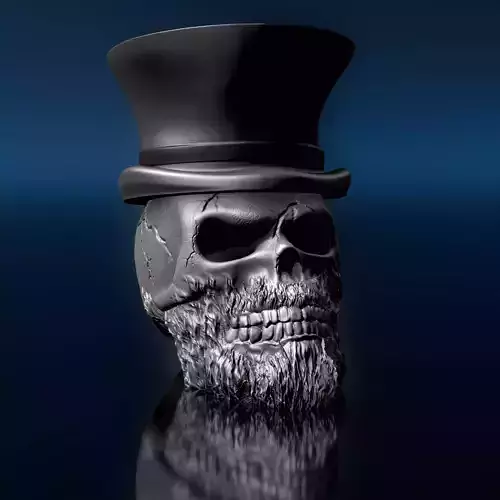 Cylinder hat skull- 3D STL Print Model High-Polygon 3D print model