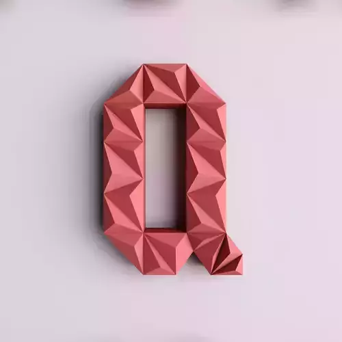3D letter Low poly origami geometric 3D print model