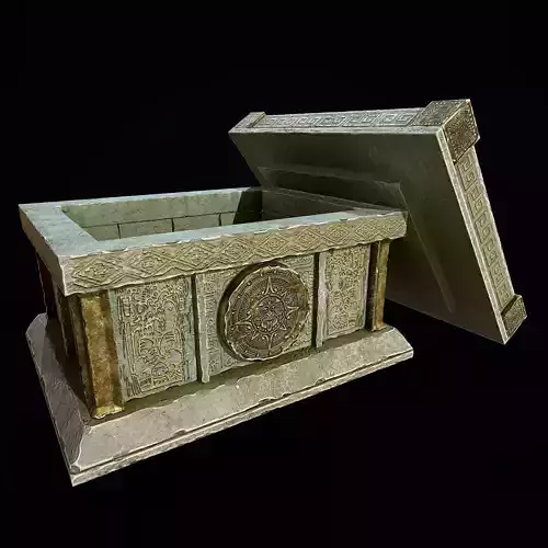 Aztec Stone Chest Low-poly 3D model