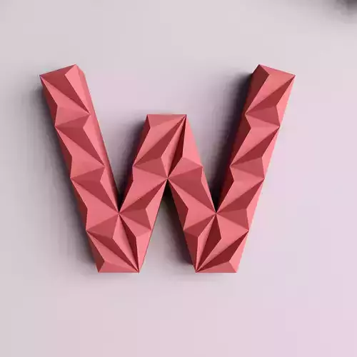 3D letter Low poly origami geometric 3D print model