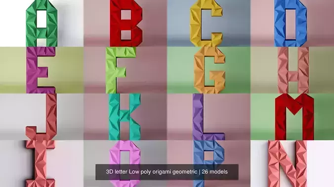 3D letter Low poly origami geometric