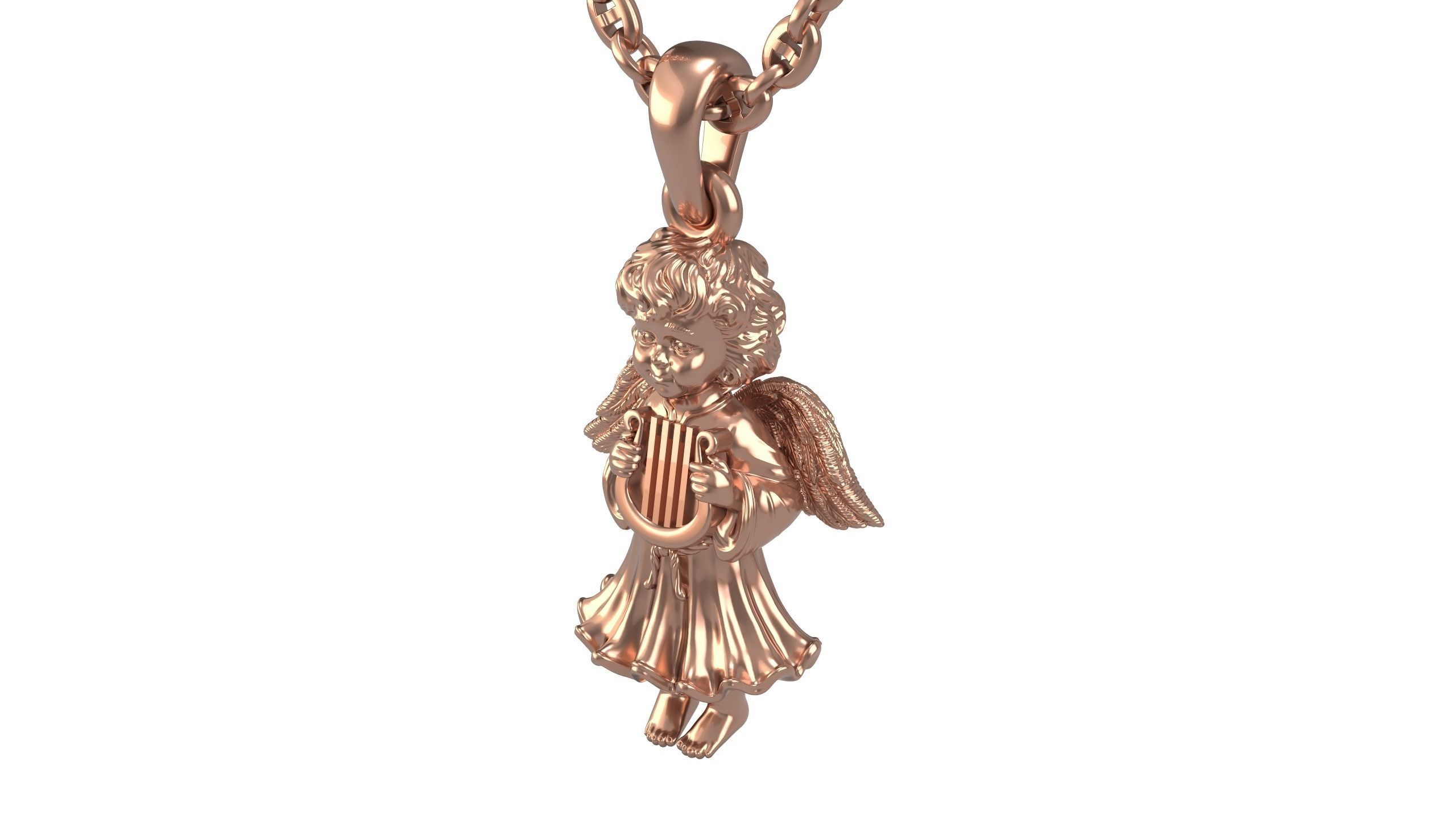 Angel Pendant With Harp 3D print model_7