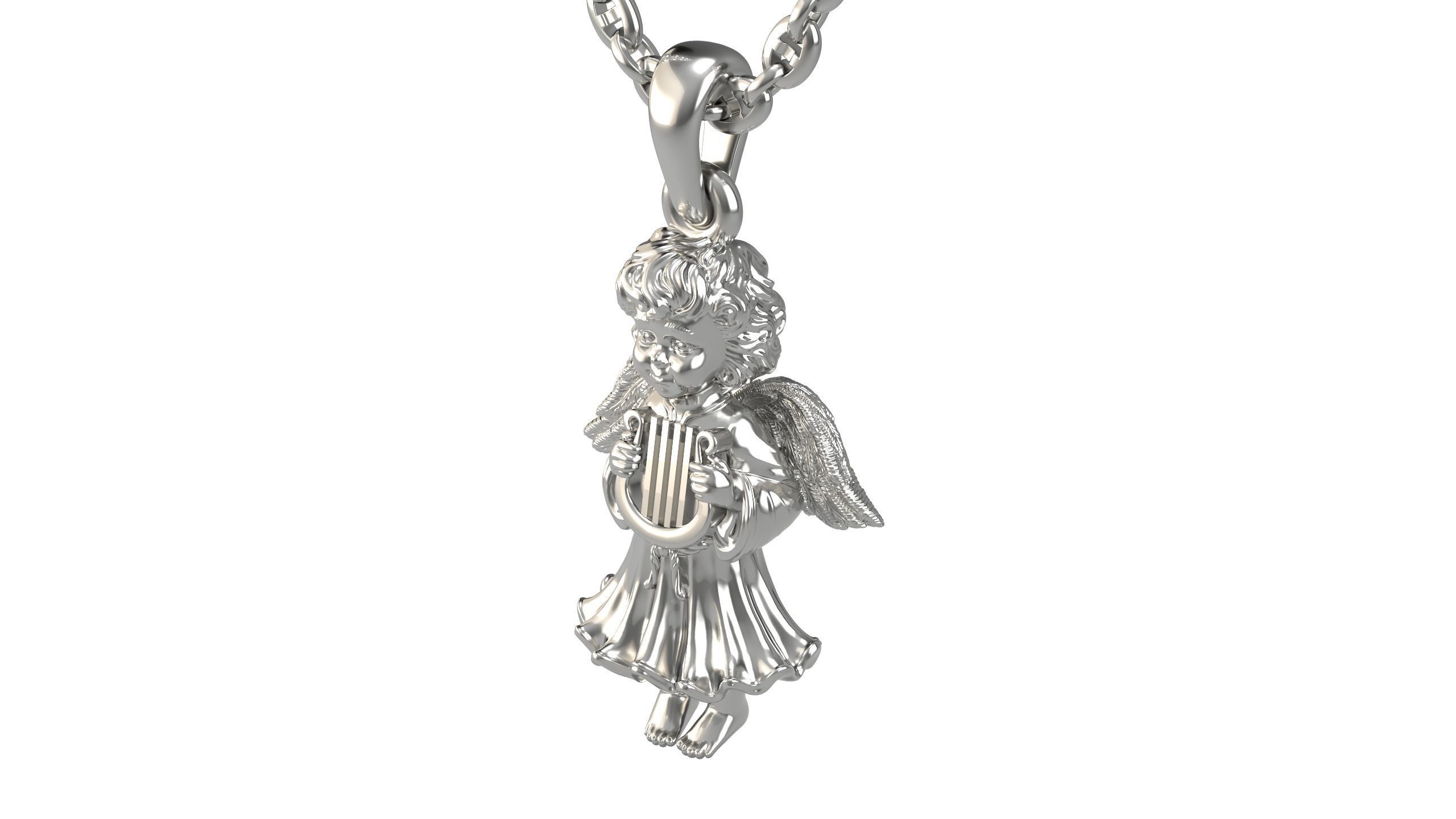 Angel Pendant With Harp 3D print model_5