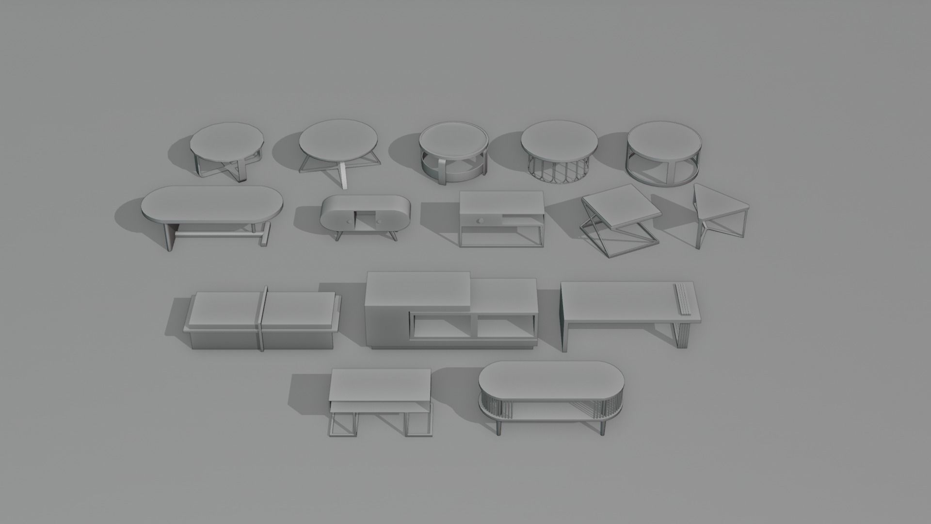 Low Polly Modern Coffee Table Set Free low-poly 3D model_16