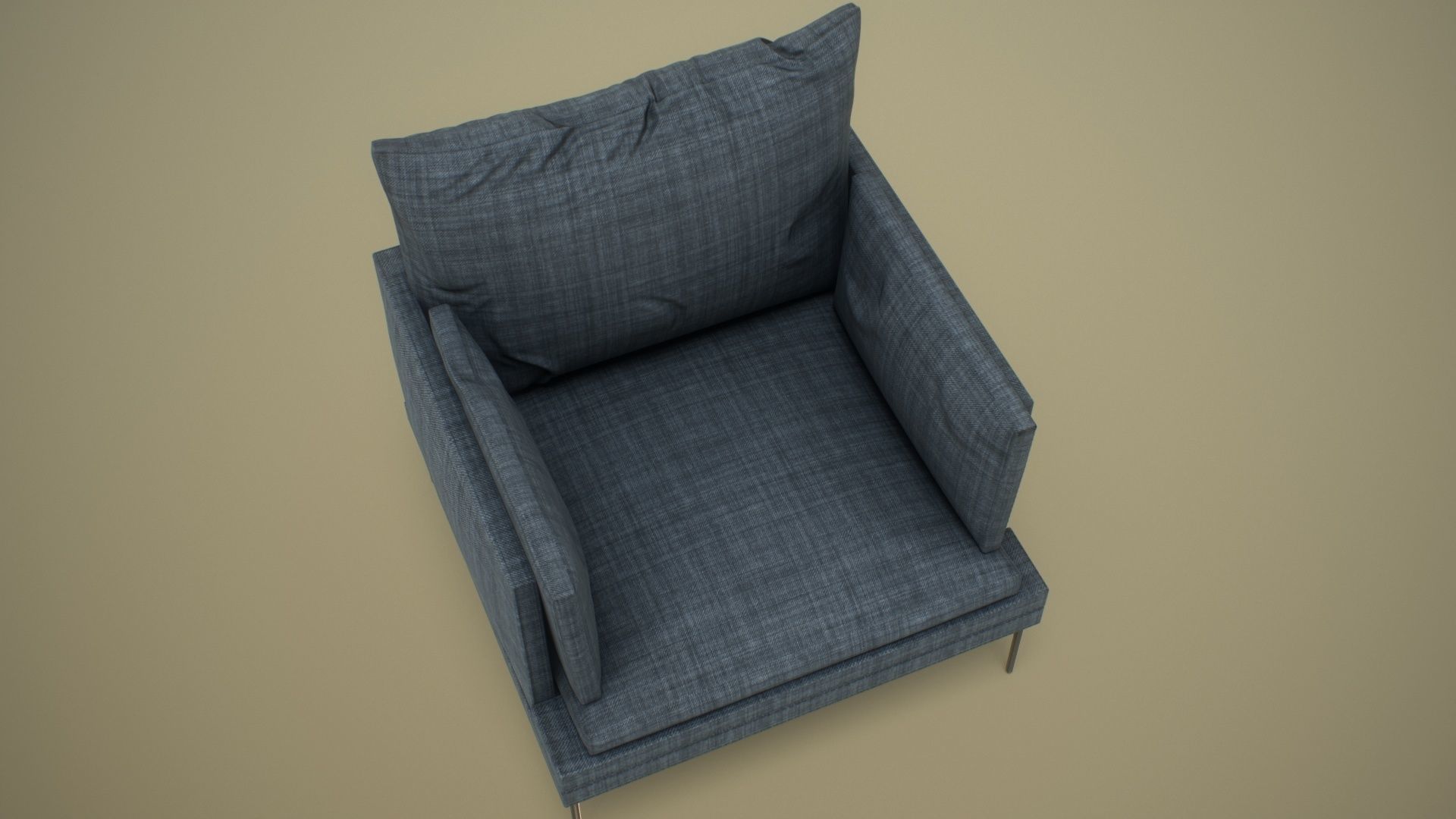 Single Sofa Chair Low-poly 3D model_9